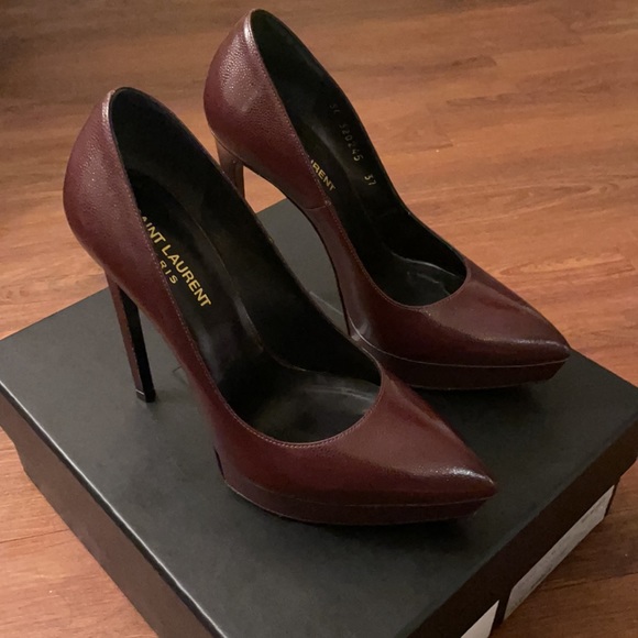 Saint Laurent Burgundy Heels - Picture 1 of 8